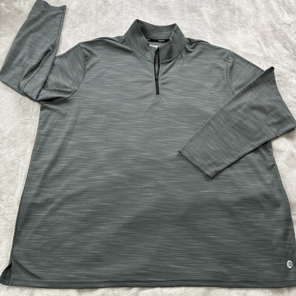 Solaris 1/4 Zip Pullover‎ Shirt 3XT Gray Long Sleeve Athletic Performance READ